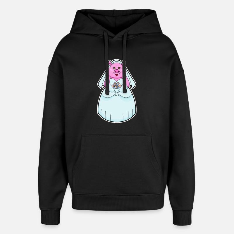 Cochon comme mariée avec voile - Sweat à capuche unisexe Stanley/Stella Oversized - noir