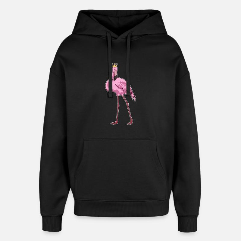 Flamant rose avec couronne - Sweat à capuche unisexe Stanley/Stella Oversized - noir