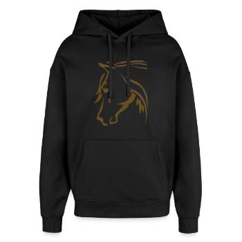 Braunes Pferd - Pferdekopf - Reiter - Ross Reiten - Oversized Unisex Hoodie von Stanley/Stella - Schwarz - Vorne - AI Model Female 172 light (172cm) & AI Model Male 185 light (185cm)