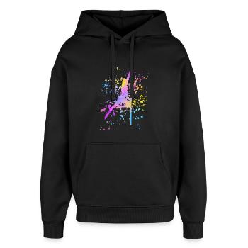 Pole Dance Fitness Couleur Splash Pole Dance - Sweat à capuche unisexe Stanley/Stella Oversized - noir - Devant - AI Model Female 172 light (172cm) & AI Model Male 185 light (185cm)