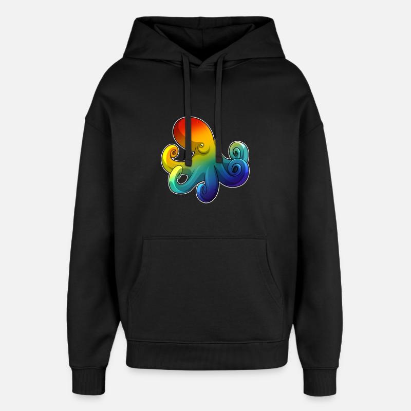 Octopus Rainbow - Oversized Unisex Hoodie by Stanley/Stella - black