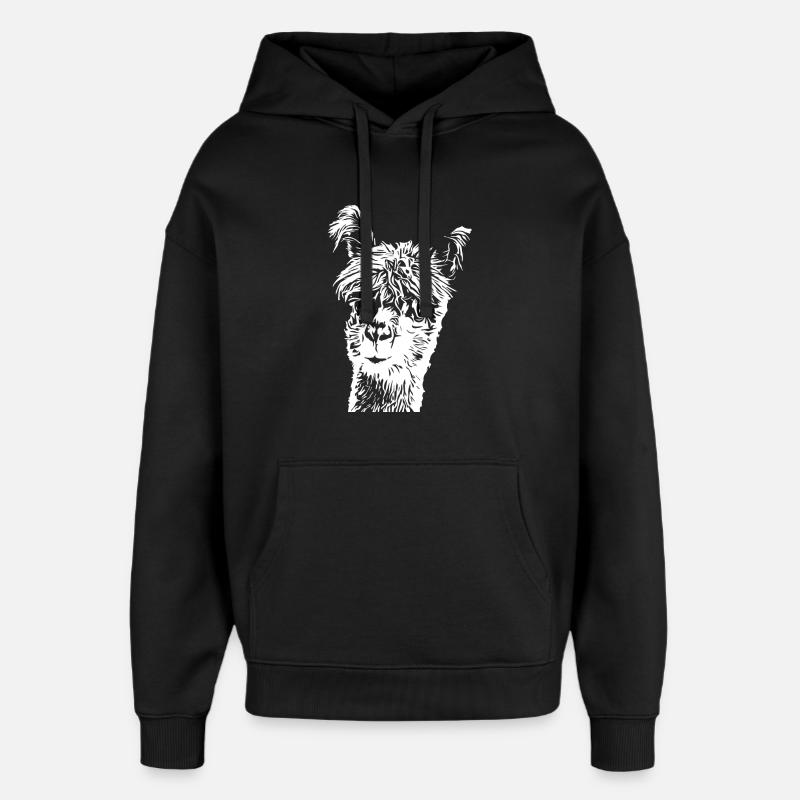 Lama Alpaga - Sweat à capuche unisexe Stanley/Stella Oversized - noir