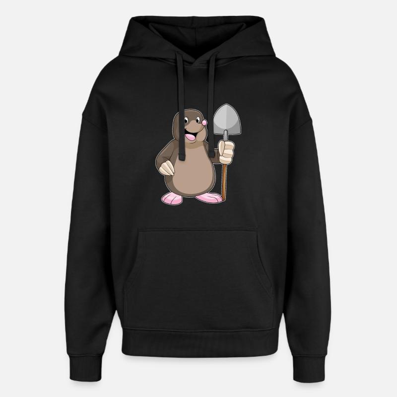 Taupe avec pelle - Sweat à capuche unisexe Stanley/Stella Oversized - noir