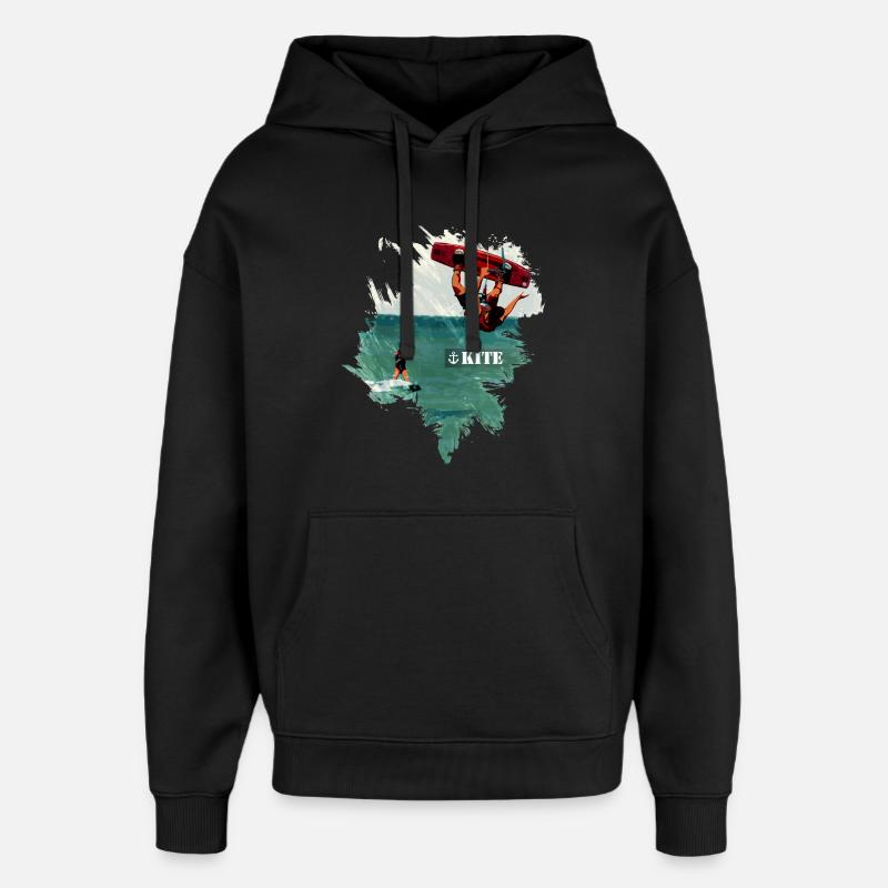 Kite Boarding | Kiting | Kite Surfing - Oversized Unisex Hoodie by Stanley/Stella - black