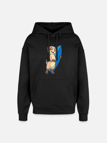 Erdmännchen Surfen Surfbrett Sommer - Oversized Unisex Hoodie von Stanley/Stella - Schwarz