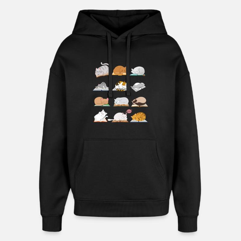 Collection de chats de lecture - Sweat à capuche unisexe Stanley/Stella Oversized - noir