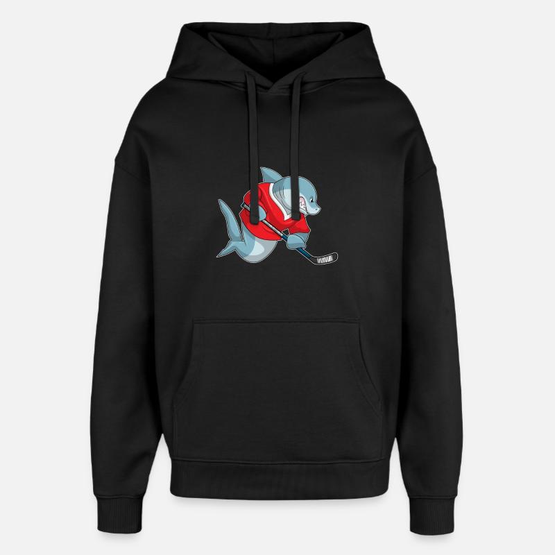 Hai Eishockey Eishockeyschläger - Oversized Unisex Hoodie by Stanley/Stella - black