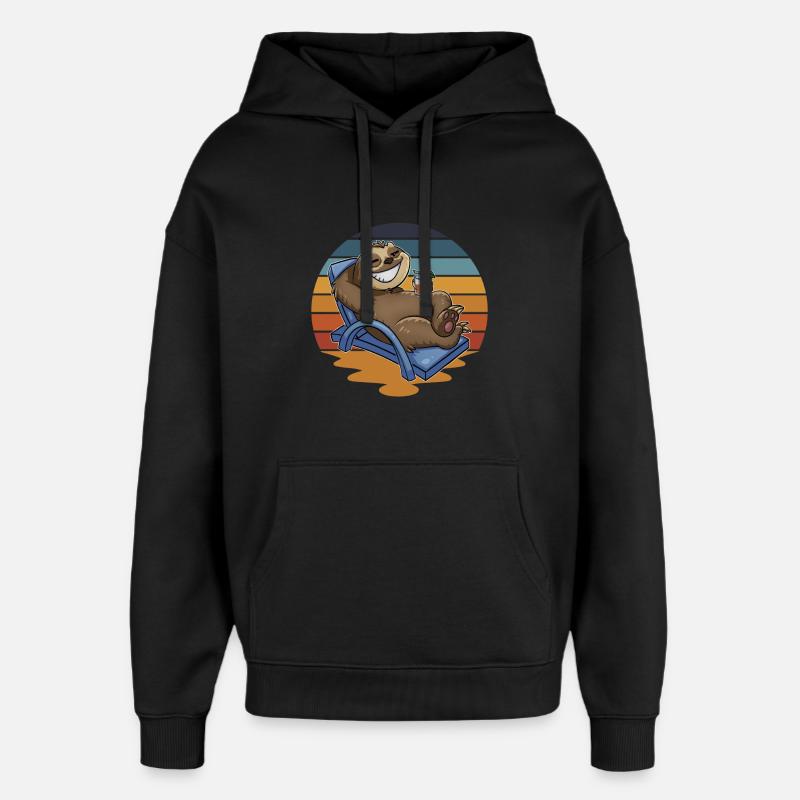 Faultier Urlauber Urlaub - Oversized Unisex Hoodie von Stanley/Stella - Schwarz