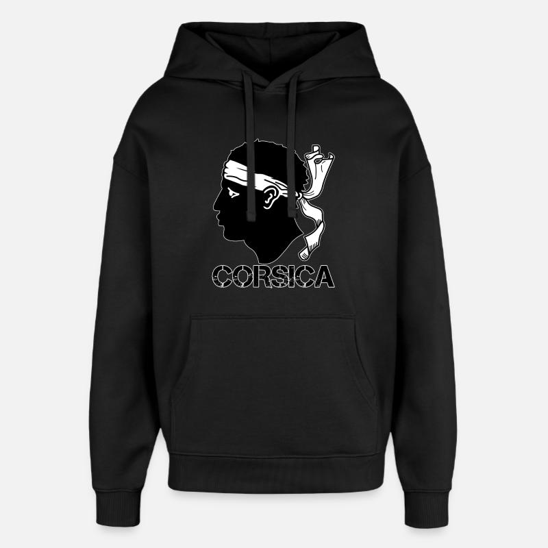 Corsica Drapeau Tête de Maure - Sweat à capuche unisexe Stanley/Stella Oversized - noir