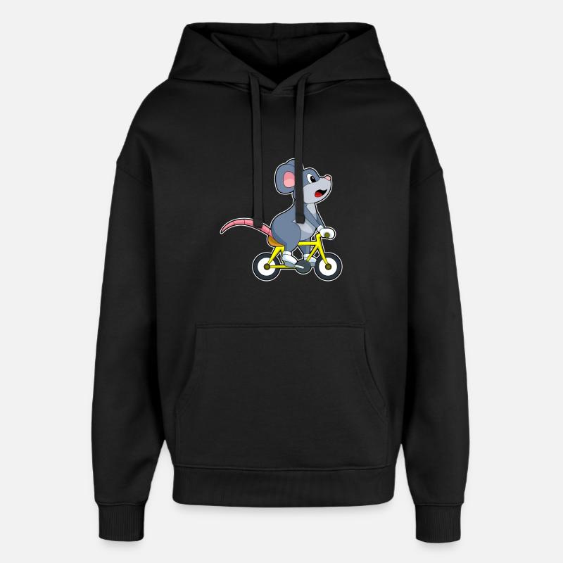 Souris avec vélo - Sweat à capuche unisexe Stanley/Stella Oversized - noir