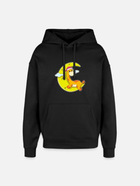 Giraffe Weihnachten Mond - Oversized Unisex Hoodie von Stanley/Stella - Schwarz