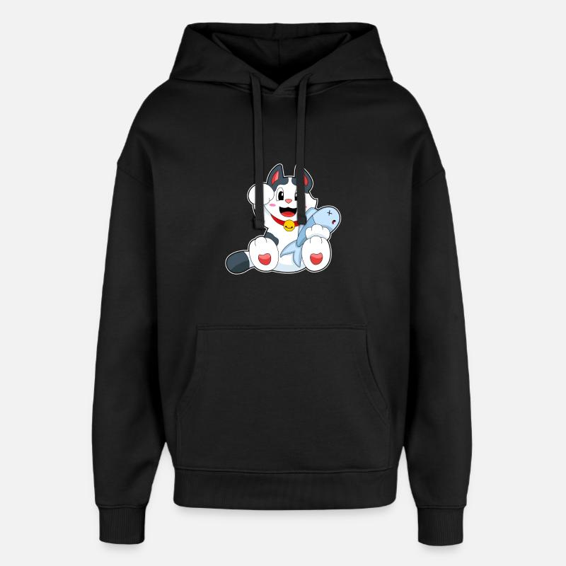 Poisson-chat - Sweat à capuche unisexe Stanley/Stella Oversized - noir