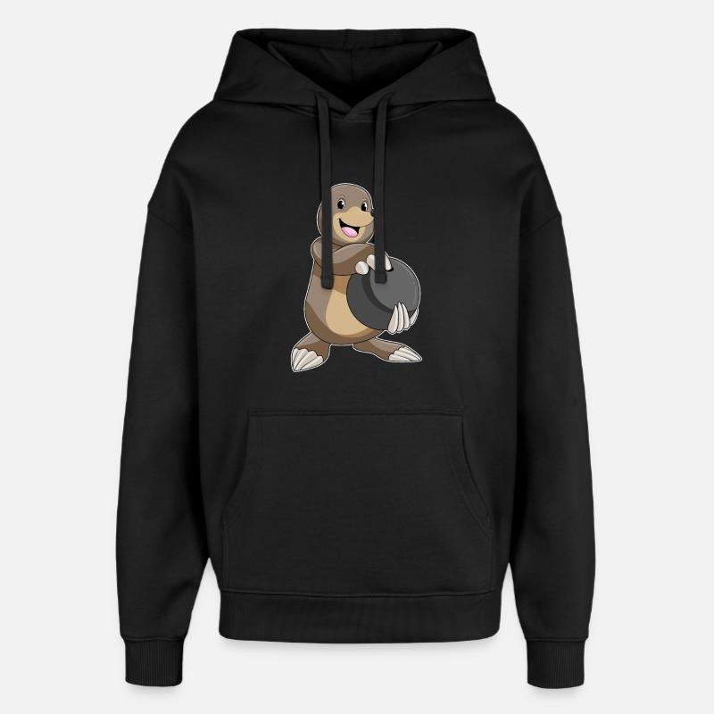 Mole Bowling Bowling Ball - Oversized Unisex Hoodie by Stanley/Stella - black