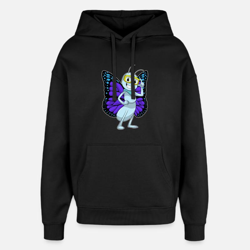 Papillon avec lunettes - Sweat à capuche unisexe Stanley/Stella Oversized - noir