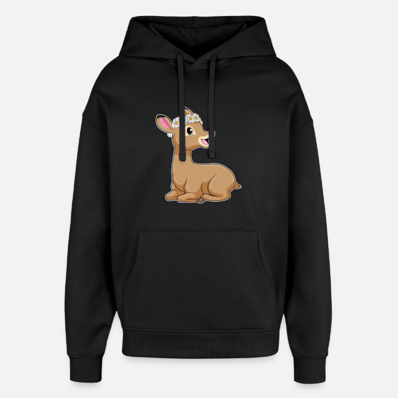 Reh Gänseblümchen - Oversized Unisex Hoodie von Stanley/Stella - Schwarz