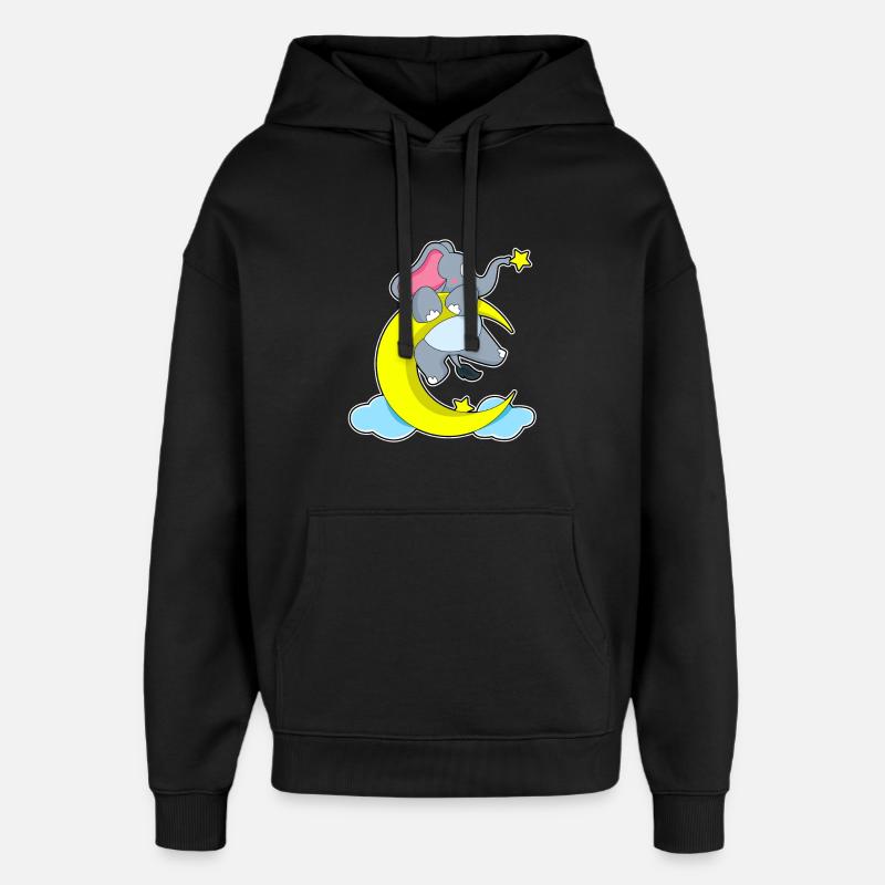 Elephant Moon - Oversized Unisex Hoodie by Stanley/Stella - black