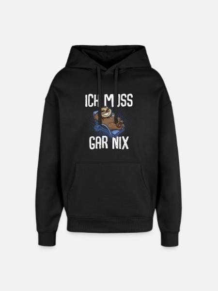 Ich Muss Gar Nix Faultier - Oversized Unisex Hoodie von Stanley/Stella - Schwarz