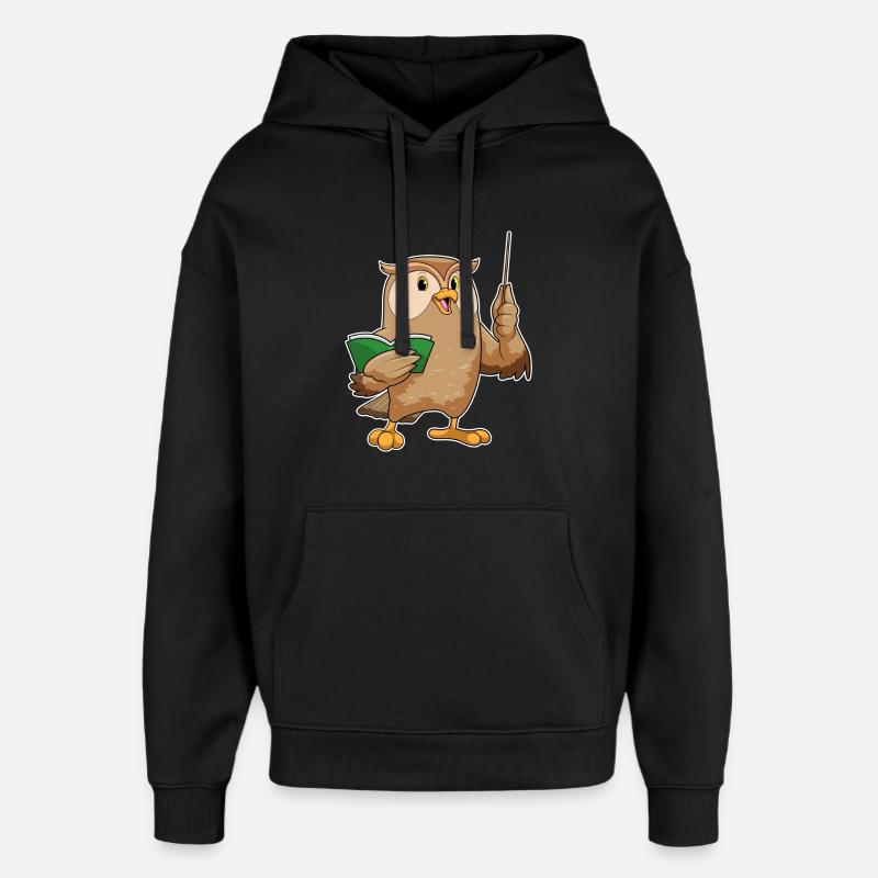 Owl teacher pointer school - Oversized Unisex Hoodie by Stanley/Stella - black