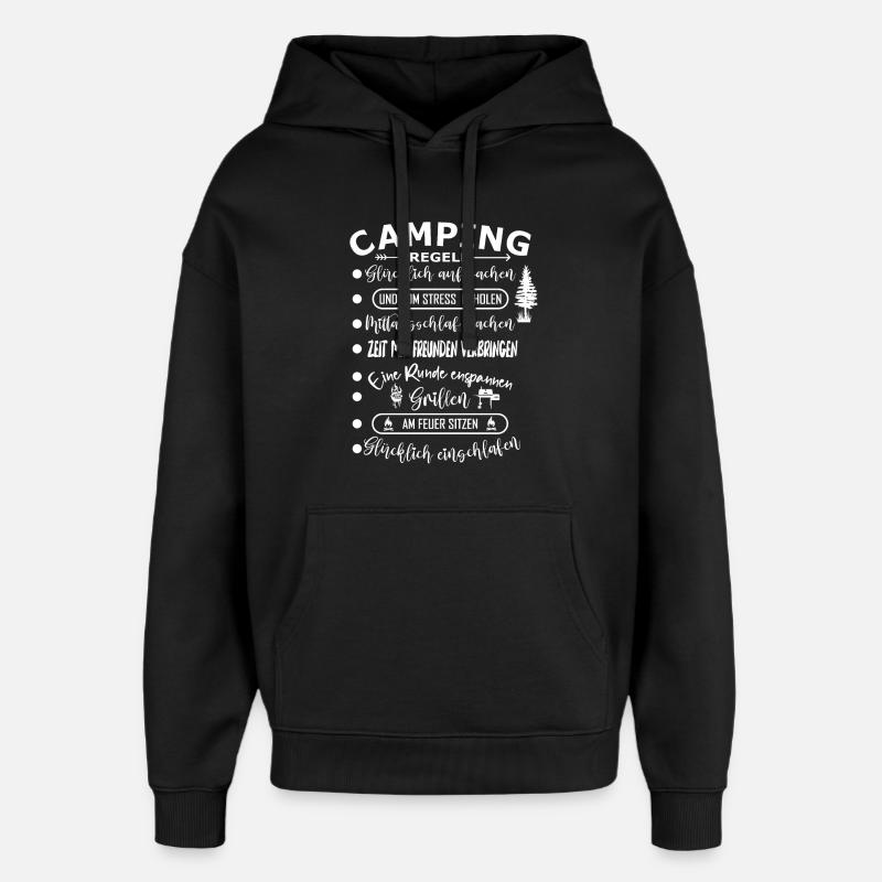 Campingregeln - Oversized Unisex Hoodie von Stanley/Stella - Schwarz