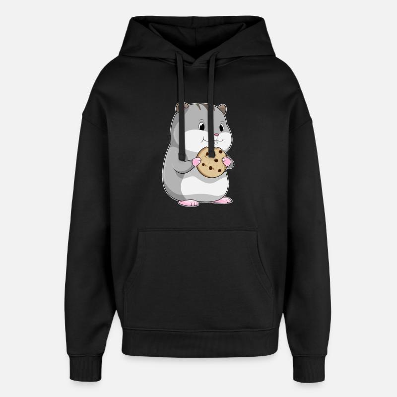 Hamster avec biscuit - Sweat à capuche unisexe Stanley/Stella Oversized - noir