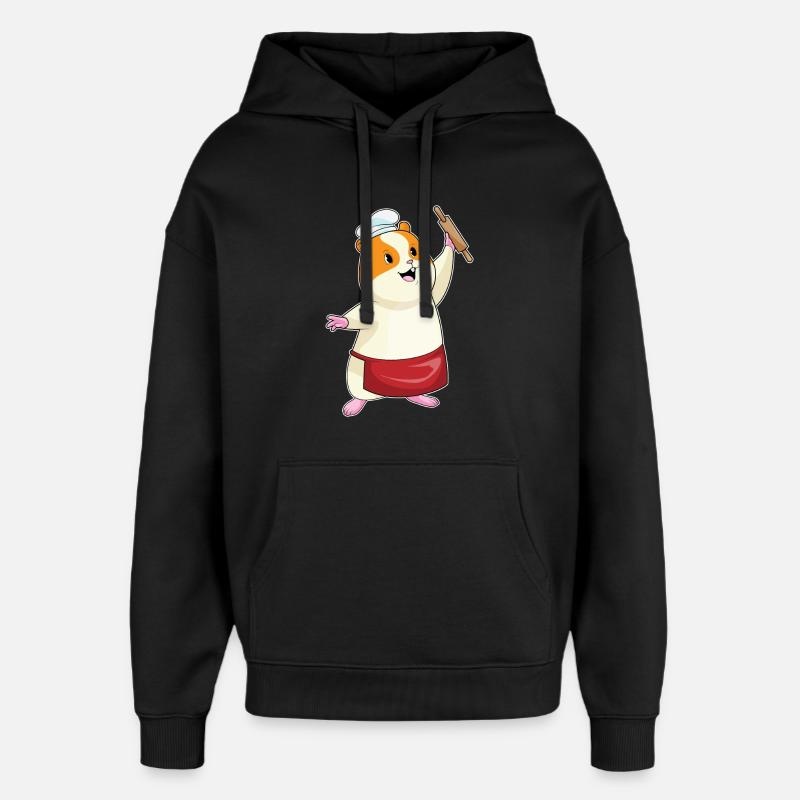 Hamster als Bäcker mit Nudelholz - Oversized Unisex Hoodie von Stanley/Stella - Schwarz