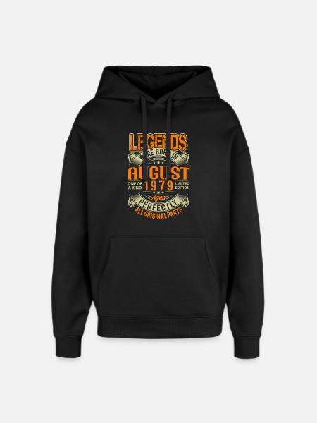 1979 August Birthday Legend - Oversized Unisex Hoodie by Stanley/Stella - black