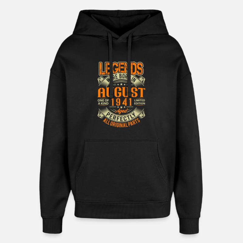 Légende d’anniversaire d’août 1941 - Sweat à capuche unisexe Stanley/Stella Oversized - noir