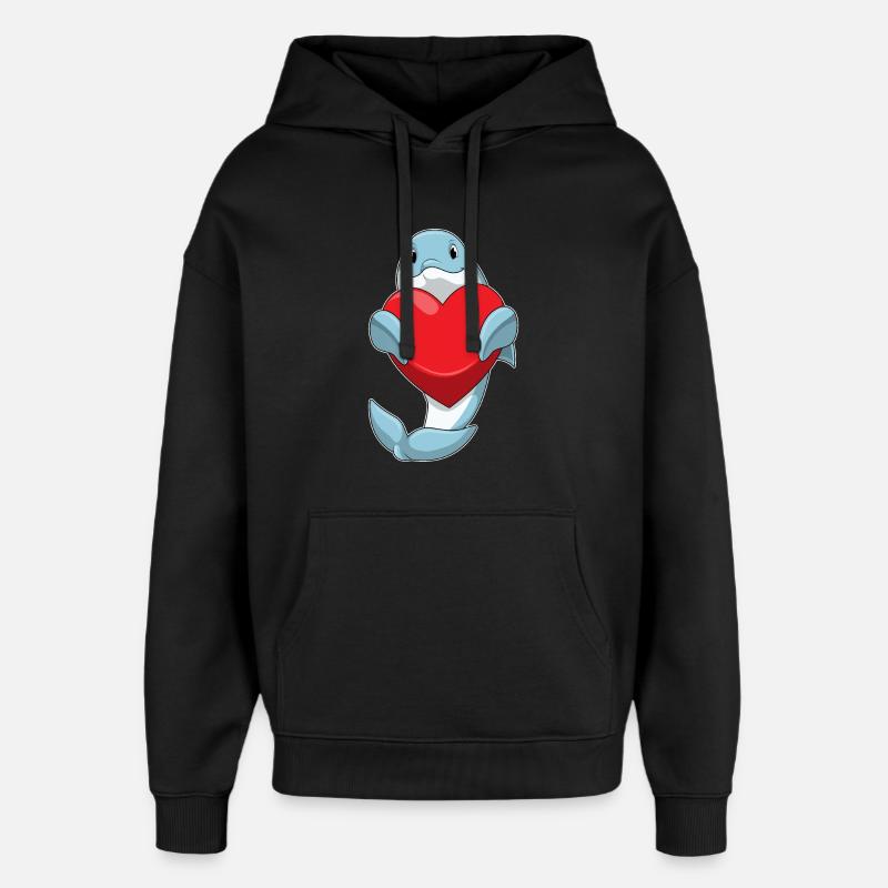 Delfin mit Herz - Oversized Unisex Hoodie von Stanley/Stella - Schwarz