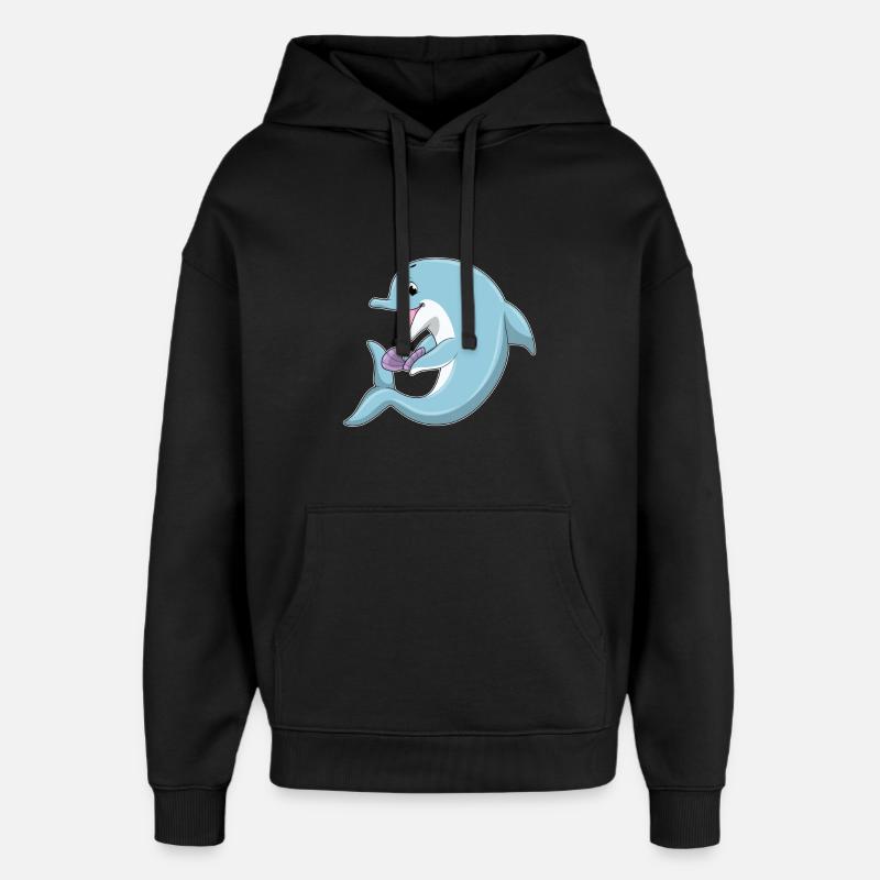 Dauphin avec perle - Sweat à capuche unisexe Stanley/Stella Oversized - noir