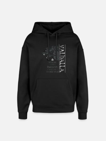 Valhalla Viking Grizzly Bjørn Wotan Knude Nordisk - Hættetrøje unisex Stanley/Stella Oversized - sort