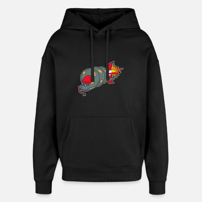 Serpent avec fusée - Sweat à capuche unisexe Stanley/Stella Oversized - noir