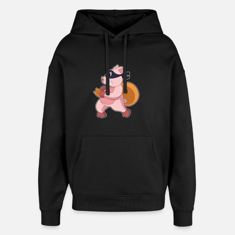 Cochon comme joggeur - Sweat à capuche unisexe Stanley/Stella Oversized - noir