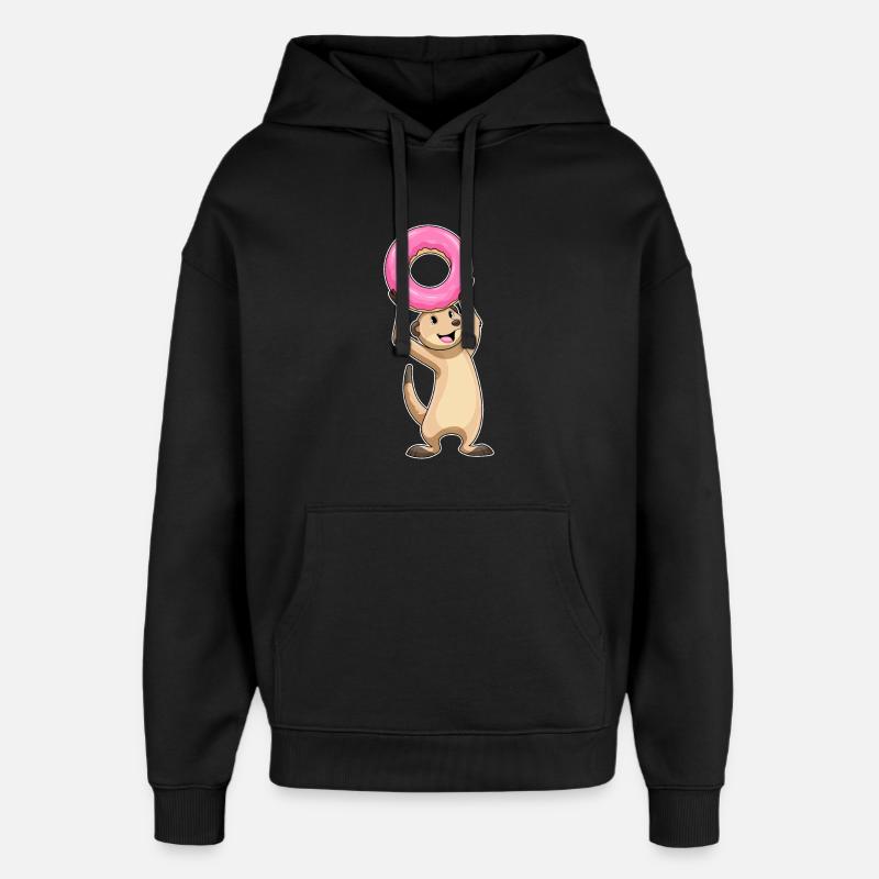 Erdmännchen mit Donut - Oversized Unisex Hoodie von Stanley/Stella - Schwarz