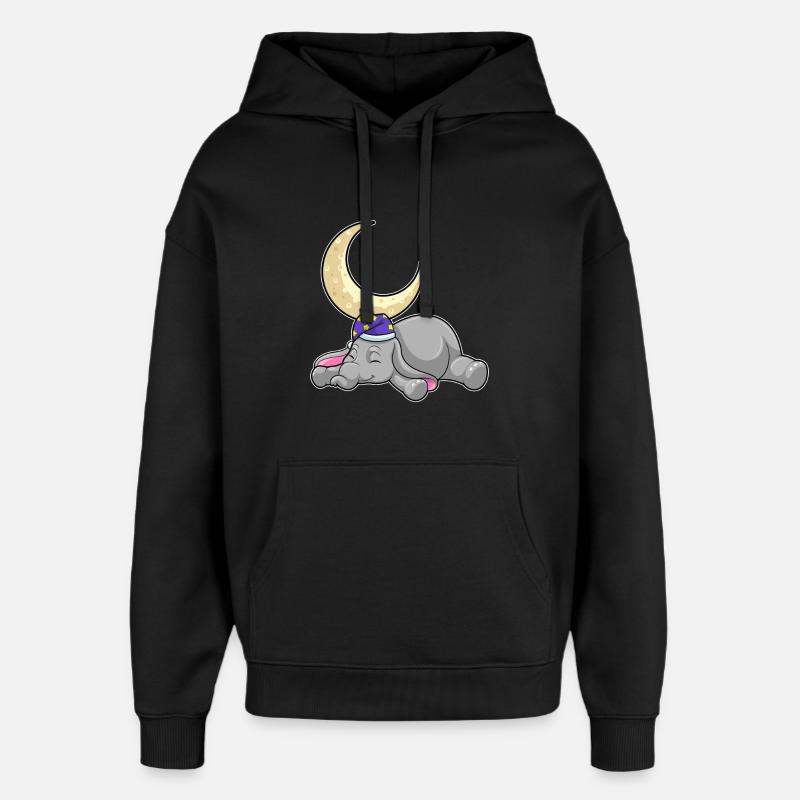Lune éléphant - Sweat à capuche unisexe Stanley/Stella Oversized - noir