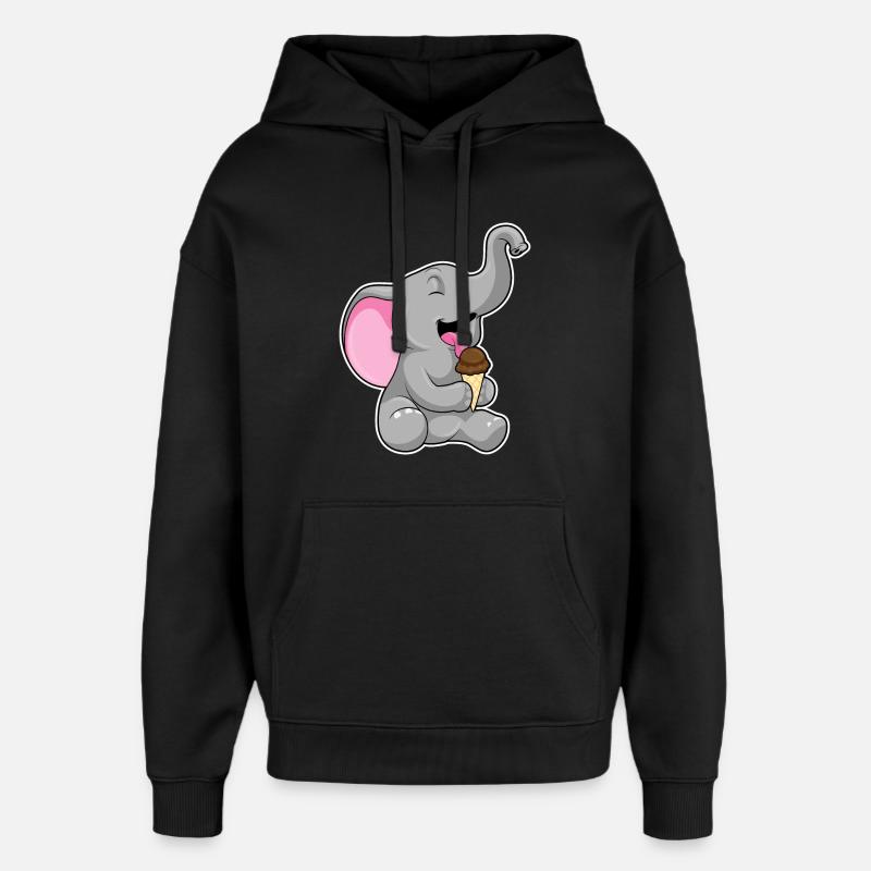Glace gaufre éléphant - Sweat à capuche unisexe Stanley/Stella Oversized - noir