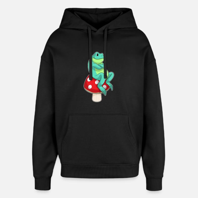 Grenouille au champignon - Sweat à capuche unisexe Stanley/Stella Oversized - noir