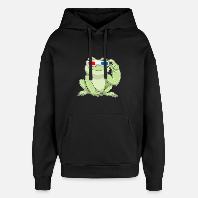 Frog Glasses - Oversized Unisex Hoodie by Stanley/Stella - black