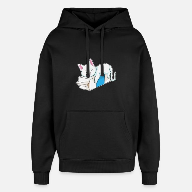 Chat au lait - Sweat à capuche unisexe Stanley/Stella Oversized - noir