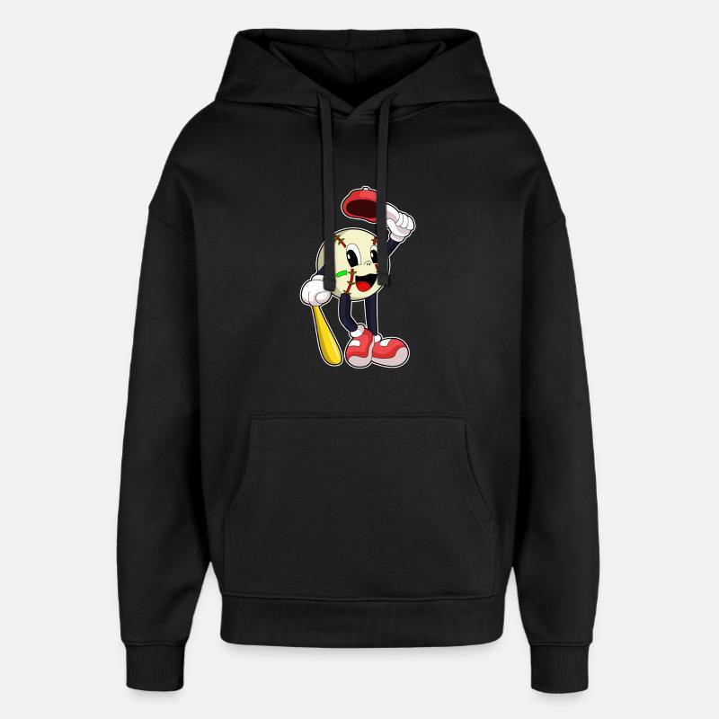Baseball avec batte de baseball - Sweat à capuche unisexe Stanley/Stella Oversized - noir