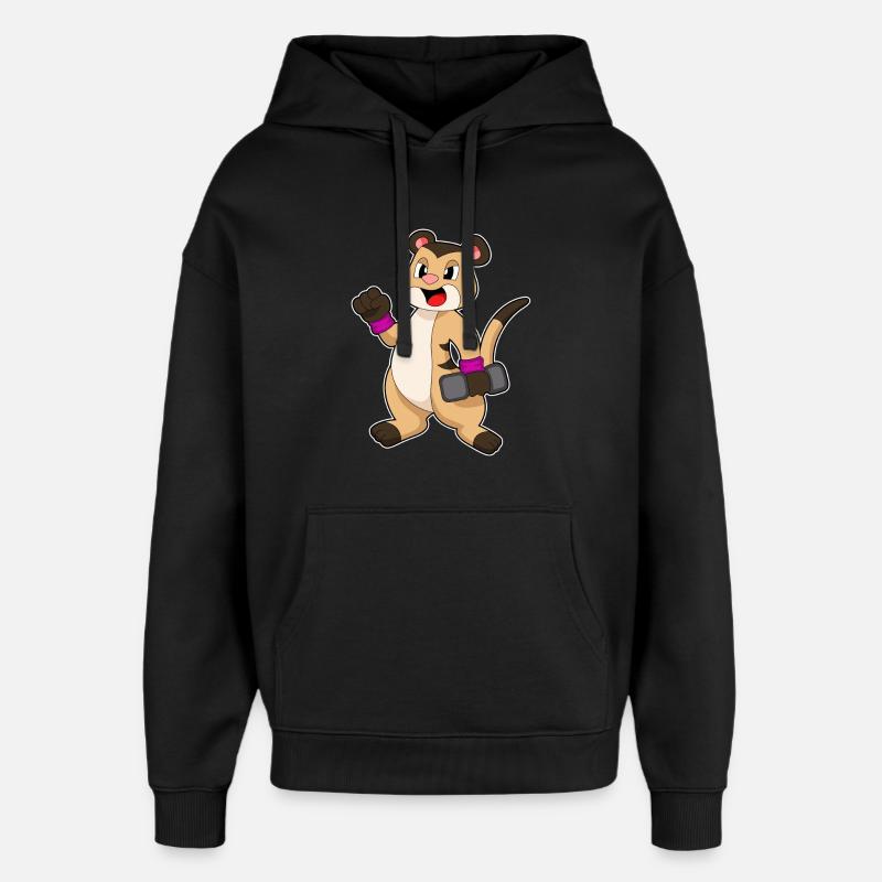 Culturiste avec haltères Suricate - Sweat à capuche unisexe Stanley/Stella Oversized - noir