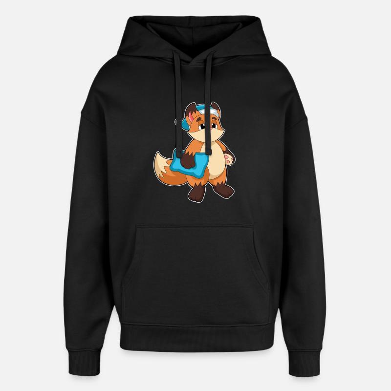 Fuchs mit Schlafmütze - Oversized Unisex Hoodie von Stanley/Stella - Schwarz