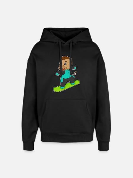 Horse Snowboarder Snowboard - Oversized Unisex Hoodie by Stanley/Stella - black