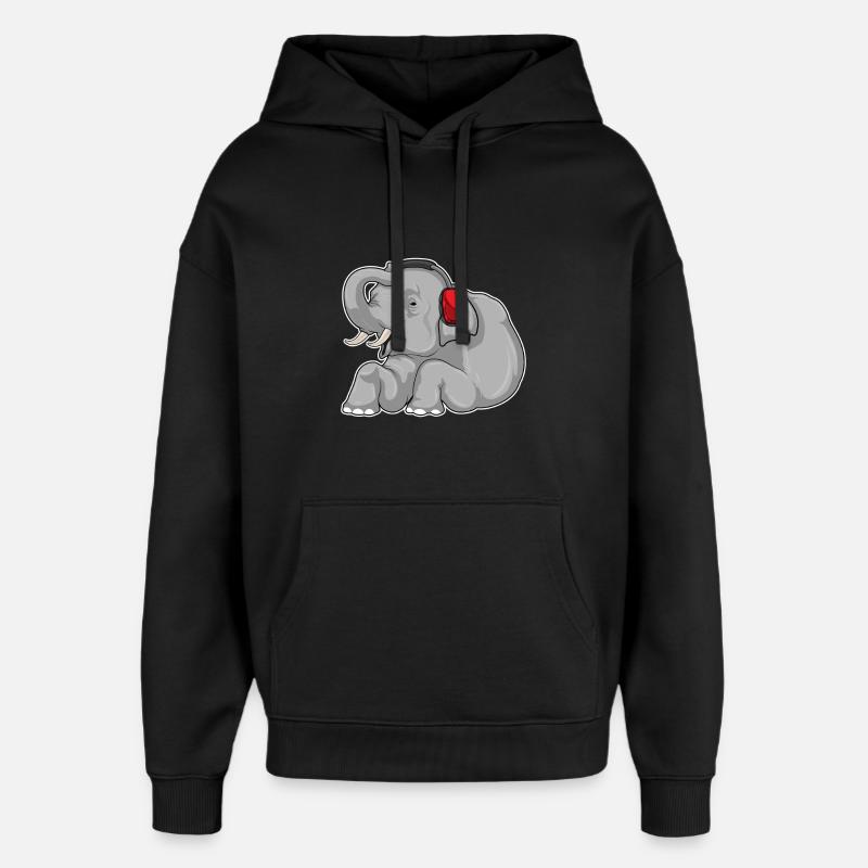 Casque Elephant Music - Sweat à capuche unisexe Stanley/Stella Oversized - noir