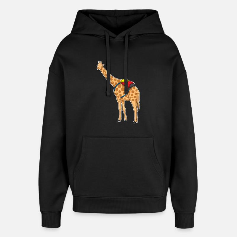 Giraffe Student Backpack School - Oversized Unisex Hoodie by Stanley/Stella - black