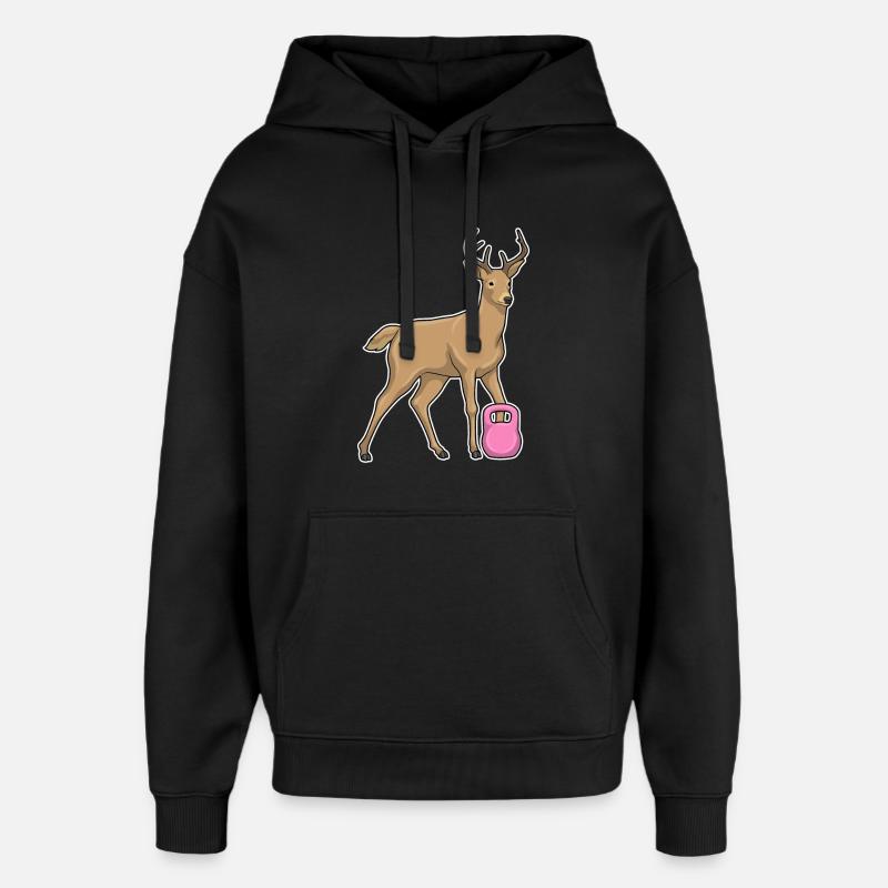 Bodybuilder Cerf Bodybuilding avec haltères - Sweat à capuche unisexe Stanley/Stella Oversized - noir