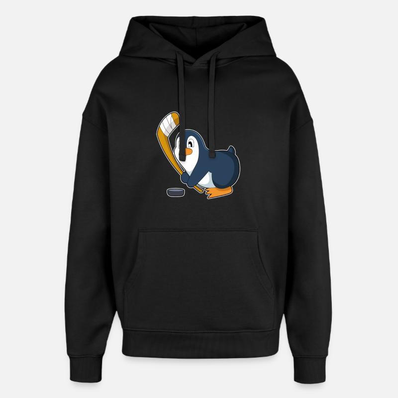 Pinguin Eishockey Eishockeyschläger - Oversized Unisex Hoodie von Stanley/Stella - Schwarz