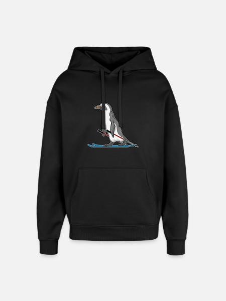 Penguin Skier Ski - Oversized Unisex Hoodie by Stanley/Stella - black