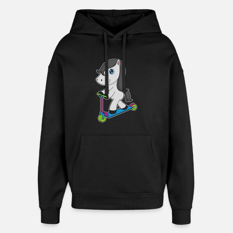 Trottinette à cheval - Sweat à capuche unisexe Stanley/Stella Oversized - noir