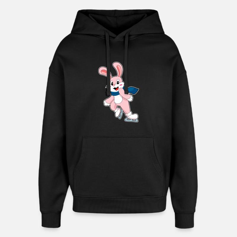 Lapin patins à glace - Sweat à capuche unisexe Stanley/Stella Oversized - noir