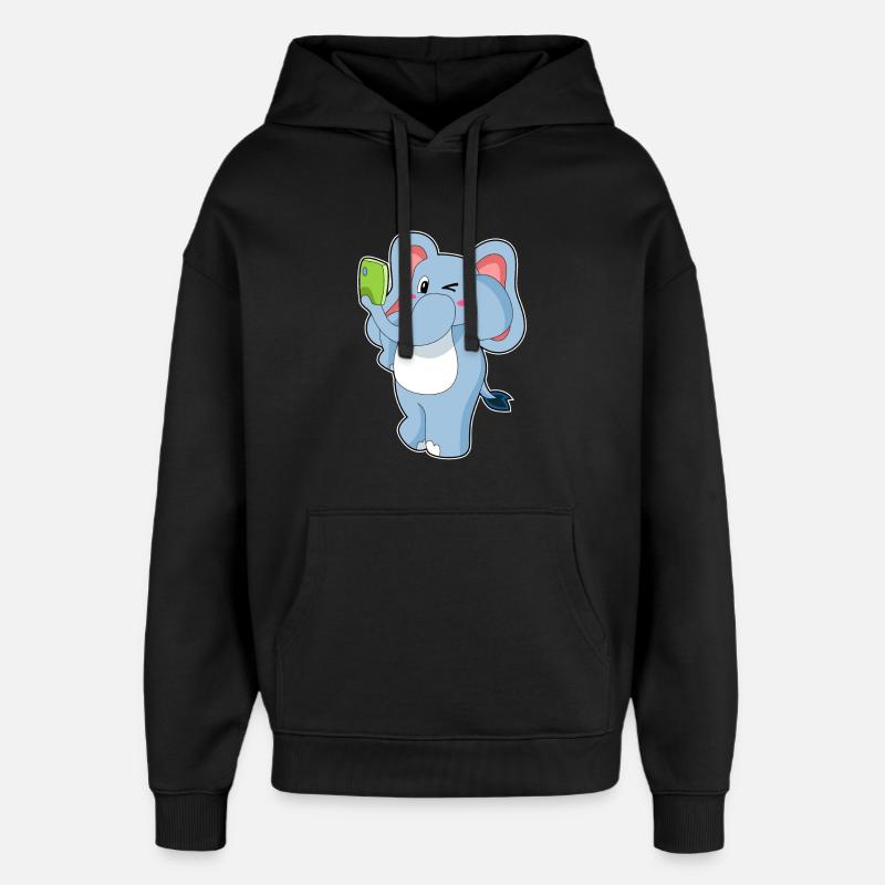 Elefant Handy - Oversized Unisex Hoodie von Stanley/Stella - Schwarz
